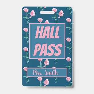 Badge Jolie carte Floral Hall avec nom