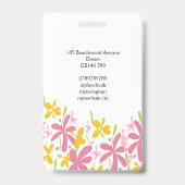 Badge Jolie florale rose et jaune (Arrière)