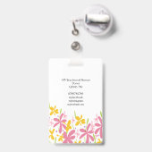 Badge Jolie florale rose et jaune (Arrière avec rétractable)