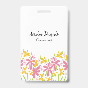 Badge Jolie florale rose et jaune