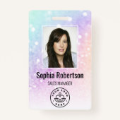 Badge Jolie Parties scintillant Holographique Fille Glam (Devant)