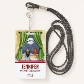 Badge Jolie réveillon de Noël Enfant & Chat Kitty Aquare (Derrière avec lanière)