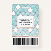 Badge Jolies Écailles de Sirène Aquarelle Pailletées Ros (Dos)