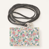 Badge Jolies fleurs d'aquarelle Botanique (Derrière avec lanière)