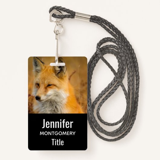 Badge Jote Red Fox Wilderness Nature Photographie (Devant avec lanière)