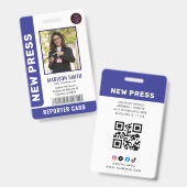 Badge Journaliste Passe Photo ID (Avant & arrière)