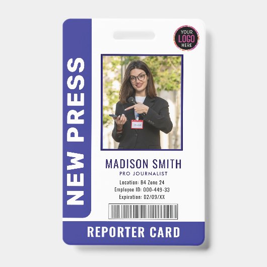 Badge Journaliste Passe Photo ID (Avant)