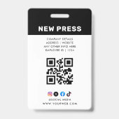 Badge Journaliste Passe Photo ID (Arrière)