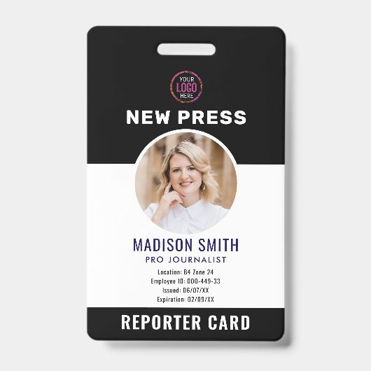 Badge Journaliste Passe Photo ID (Avant)