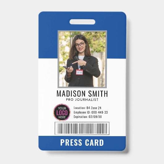 Badge Journaliste Passe Photo ID (Avant)