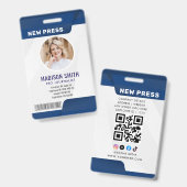 Badge Journaliste Passe Photo ID (Avant & arrière)