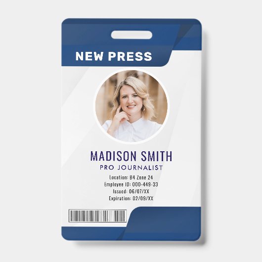 Badge Journaliste Passe Photo ID (Avant)