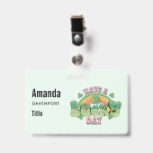 Badge Journée chanceuse Rétro Typographie (Avant avec clip)