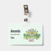 Badge Journée chanceuse Rétro Typographie (Arrière avec clip)