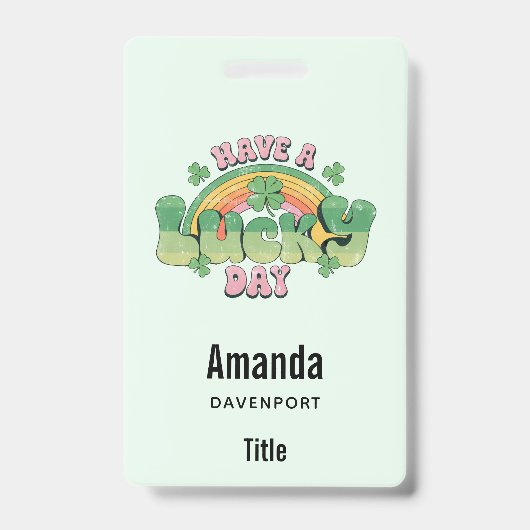 Badge Journée chanceuse Rétro Typographie (Avant)