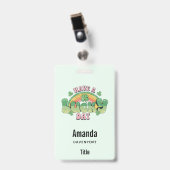 Badge Journée chanceuse Rétro Typographie (Avant avec clip)