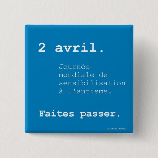 Badge Journée mondiale de l'autisme (Devant)