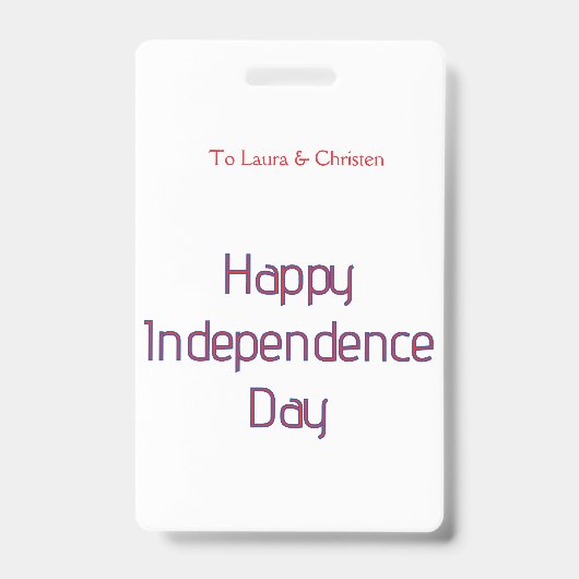 Badge joyeuse fête de l'indépendance nom date simple rou (Avant)