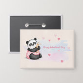 Badge Joyeuse Saint-Valentin Panda Lapin à l'aquarelle C (Recto/Verso)