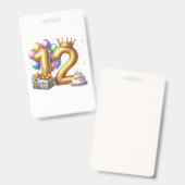 Badge Joyeux 12e anniversaire (Avant & arrière)