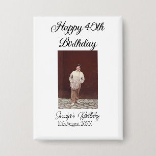 Badge Joyeux 40e anniversaire photo moderne simple
