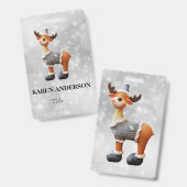 Badge Joyeux Christmoose portant un casquette (Recto et verso)