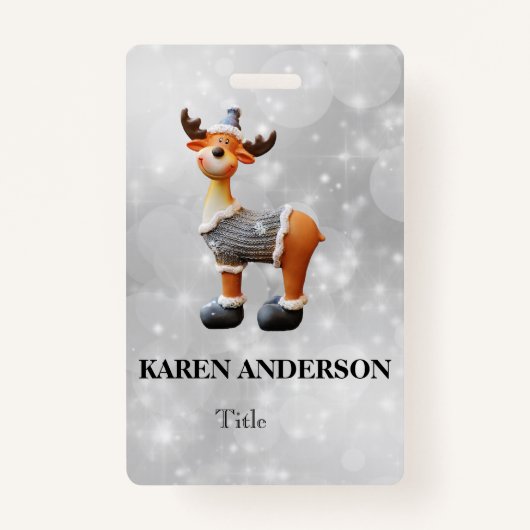 Badge Joyeux Christmoose portant un casquette (Devant)