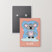 Badge Joyeux enfant koala Épinglette de la Saint-Valenti (Recto/Verso)