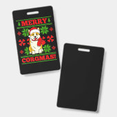 Badge Joyeux Noël Corgmas Corgi Chien (Avant & arrière)