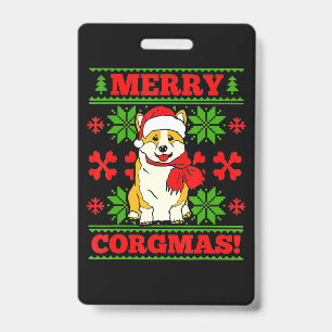 Badge Joyeux Noël Corgmas Corgi Chien