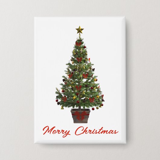 Badge Joyeux Noël. Sapin de Noël (Recto)