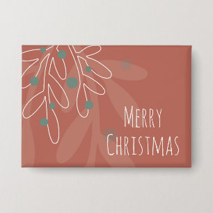 Badge Joyeux Noël texte en floral rouge vin