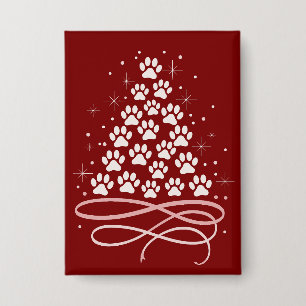 Badge Joyeux Noël Xmas Chien Animal Arbre Hiver Amateur 