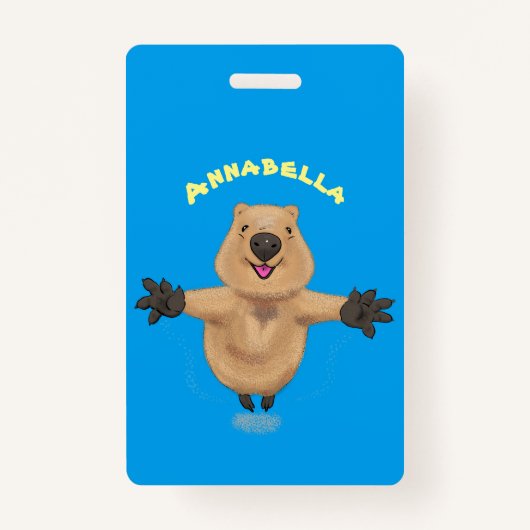 Badge Joyeux sauter quokka dessin animé (Devant)