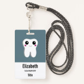 Badge Joyeux sourire Dental Tooth Cute (Derrière avec lanière)