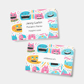 Badge Joyeux visage de chat et de monstre (Avant & arrière)