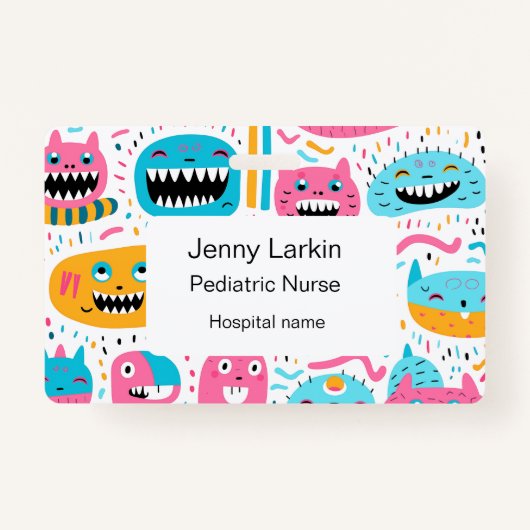 Badge Joyeux visage de chat et de monstre (Devant)