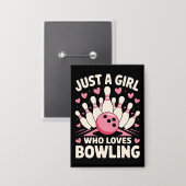 Badge Juste une fille qui aime le bowling (Recto/Verso)