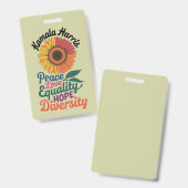 Badge Kamala Harris Peace Love Equality Hope Diversity (Avant & arrière)