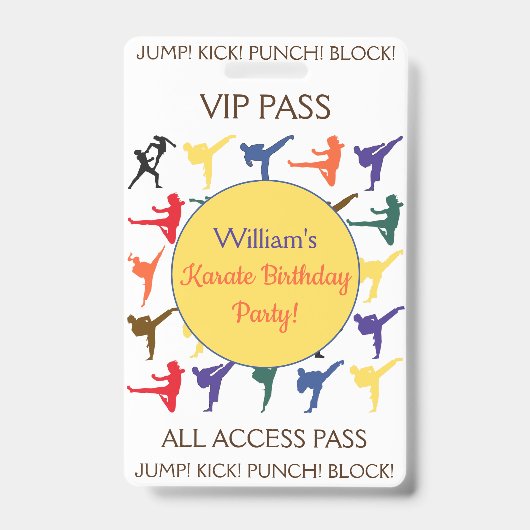 Badge Karate Anniversaire VIP All Access Pass (Avant)