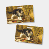 Badge Kitten avec peinture et brosses (Front & Back)