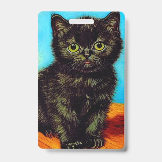 Badge Kitten Boudeur de Style Van Gogh (Avant)