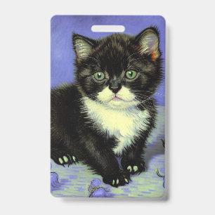 Badge Kitten Smoking Tuxedo Van Gogh