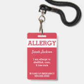 Badge La coutume rouge badine l'alerte d'allergie (Front with Lanyard)