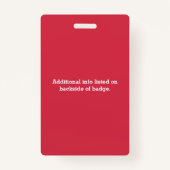Badge La coutume rouge badine l'alerte d'allergie (Dos)