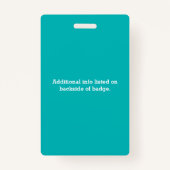 Badge La coutume turquoise badine l'alerte d'allergie (Dos)