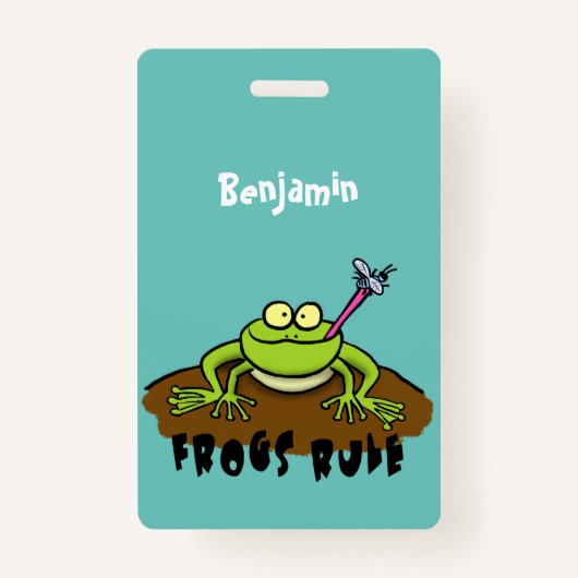 Badge La grenouille règle drôle dessin de grenouille ver (Devant)