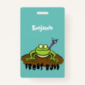 Badge La grenouille règle drôle dessin de grenouille ver (Dos)