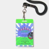 Badge La partie de bowling, passage de VIP, invitation, (Arrière avec lanière)