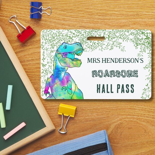 Badge Laisse de professeur d'école Roarsome dinosaure